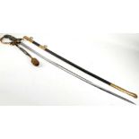 A German Imperial Army 'Bergban' Miner's sabre / sword, brass guard, shagreen wire bound grip,