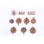 British Army military cap badges; Army Service Corps, Medical Corps, Military Police & shoulder