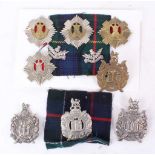 The Royal Scots cap badges & collar dogs & King's Own Scottish Borders, also others inc. 7th