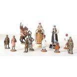 Lead soldiers WWI and other cast figures including Queen Elizabeth I, Persian figures and a knight