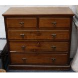 An early 20th Century chest of drawers, mahogany, Gothic revival brass handles, 2 over 3 drawers,