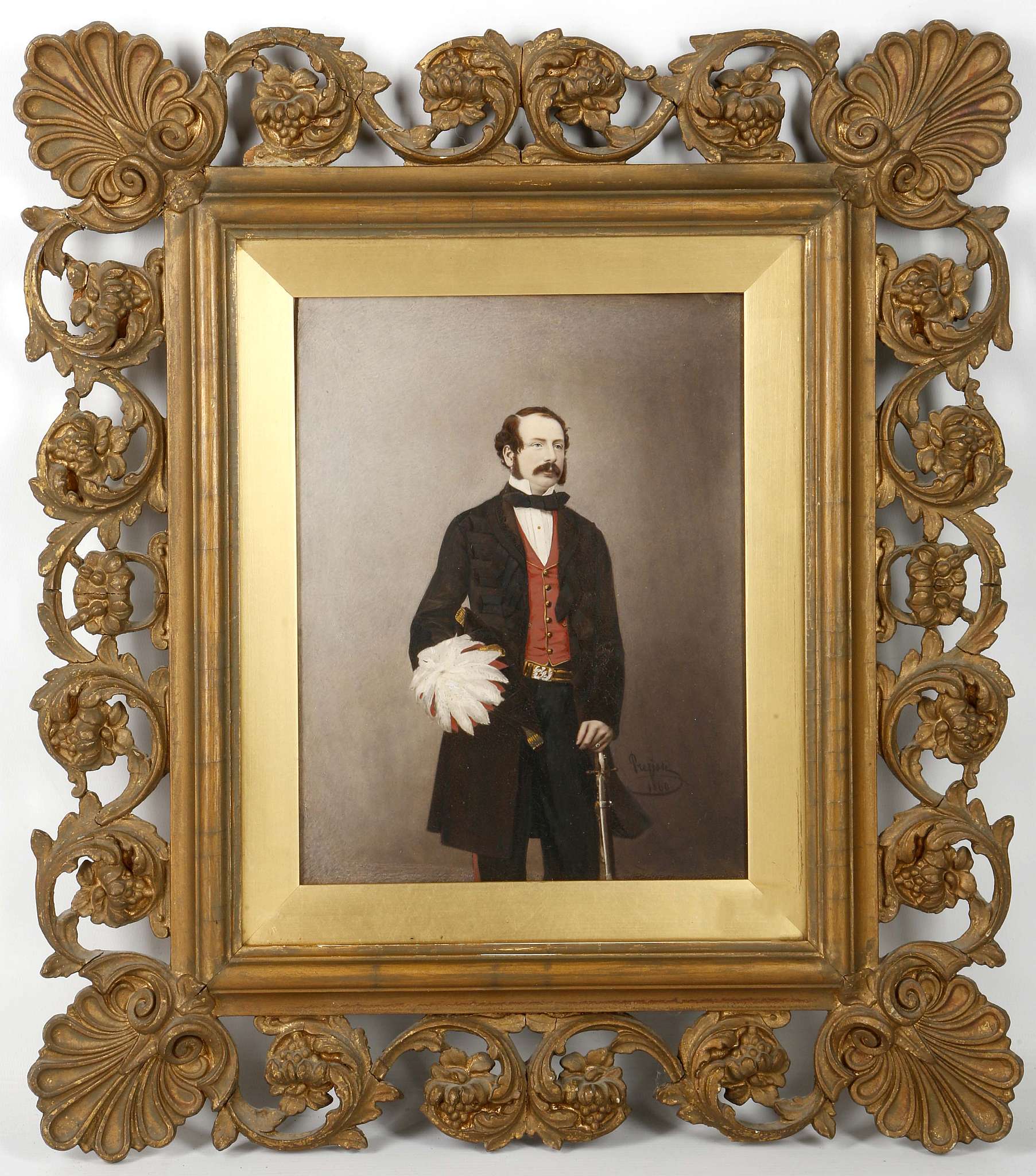 Pregios (Maltese), an over-painted photograph of Queen Victoria's Ambassador, signed and dated 1860,