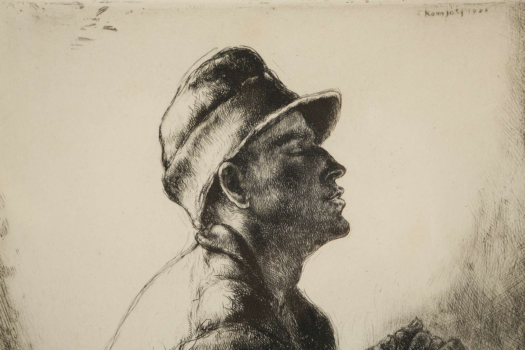 Julius Komjaty 1894-1958, 'Prayer', a limited edition etching, 1928, No. 21 of 75, plate size: 25. - Image 2 of 7