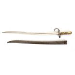 French 1886 Lebel epee sword bayonet, alloy grip, curved quillon, cross section 51.9cm blade,