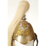 Life Guards Household Cavalry white metal helmet, QEII helmet plate, white metal spike, link chin