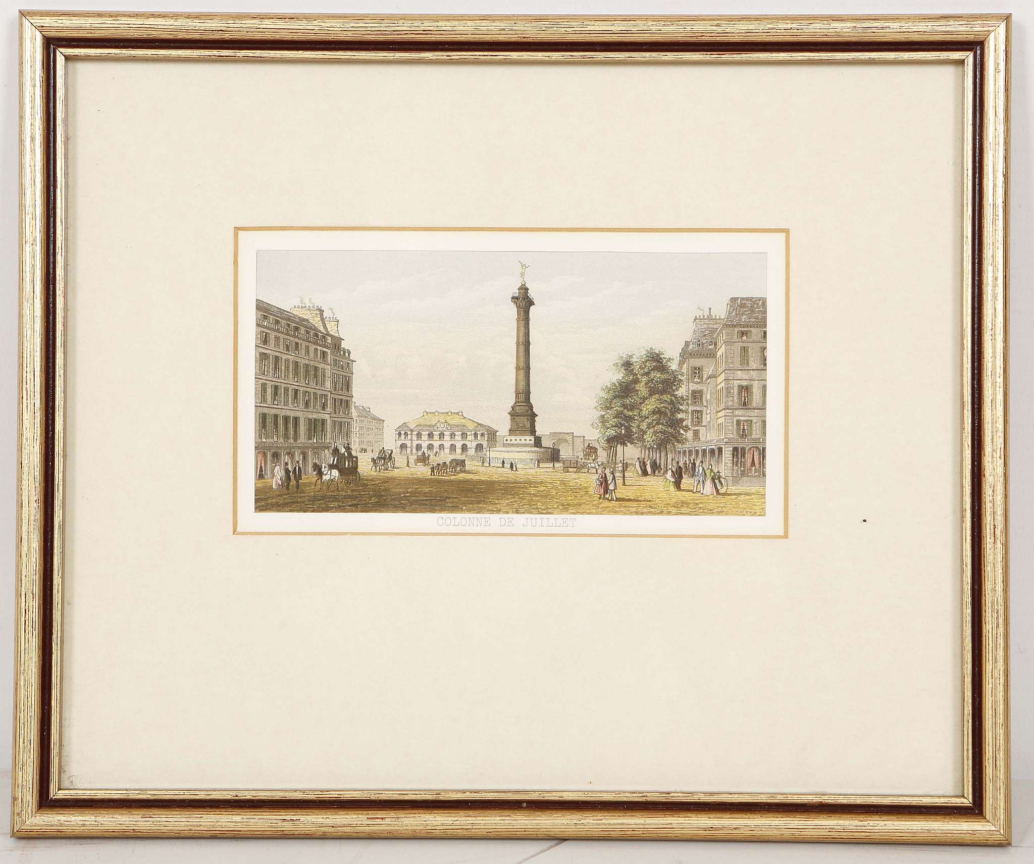 A set of four mounted and framed Baxter prints; 'Colonne de Juillet', 'Le Pantheon', Hotel de