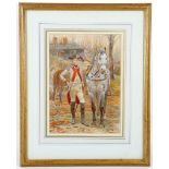 A good selection of watercolours and etchings including; 'An Officer of the Army of Louis XVI',