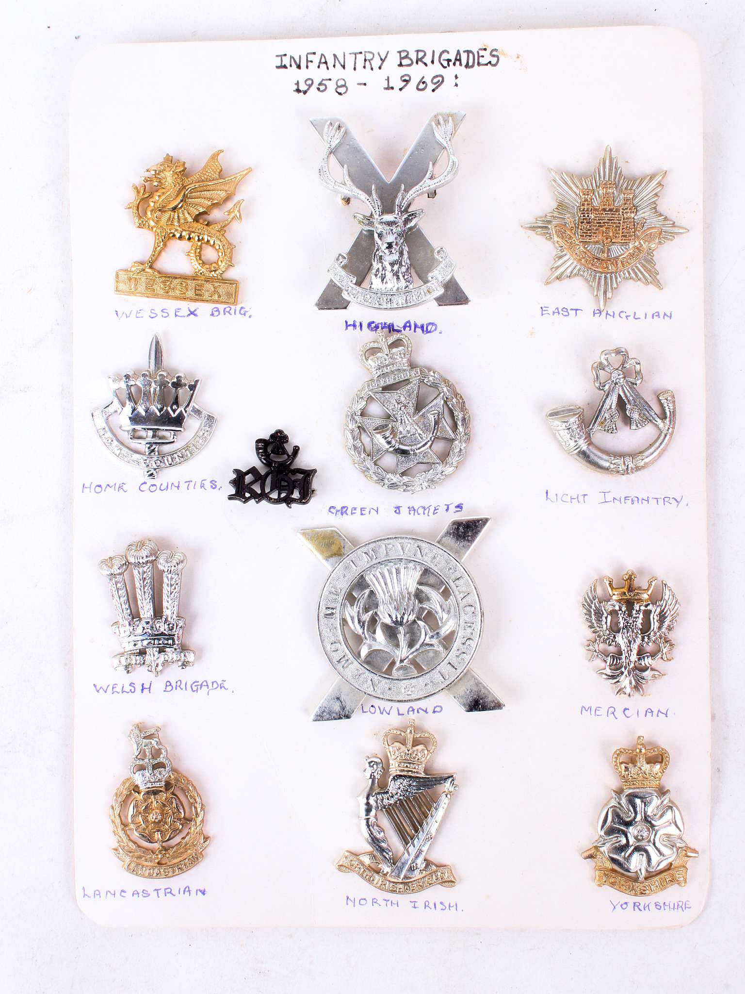 British Army military cap badges; Tyneside Scottish Glengarry badge also Infantry badges; 1958-69 - Image 3 of 4