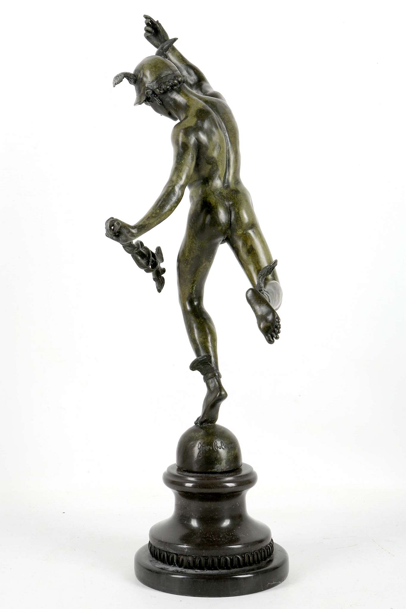 A bronze figure of  Mercury after the  Renaissance, signed - Image 2 of 2