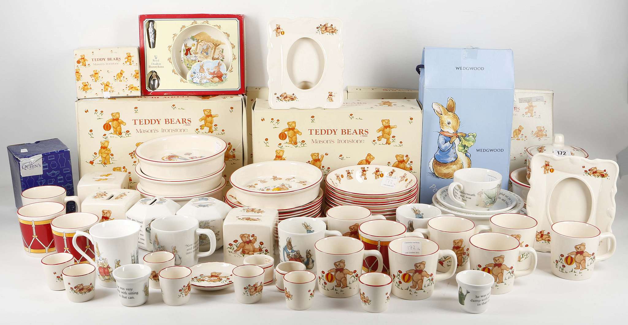 A quantity of Mason's ironstone nursery ware in the 'Teddy Bears and Tiffany Toys' patterns,