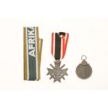 WWII German Heer 3rd Reich cuff title Afrika Corps (unused), War Merit Cross and Eastern Front