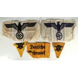 A WWII German 3rd Reich Wehrmacht armband, stamped, Nazi winged eagle in blue and black, approx.
