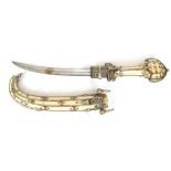 A large Moroccan Jambiya dagger, metal pommel with