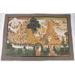 20th Century Indian / Persian painting, wedding scene with bridge and grooms with their entourage,