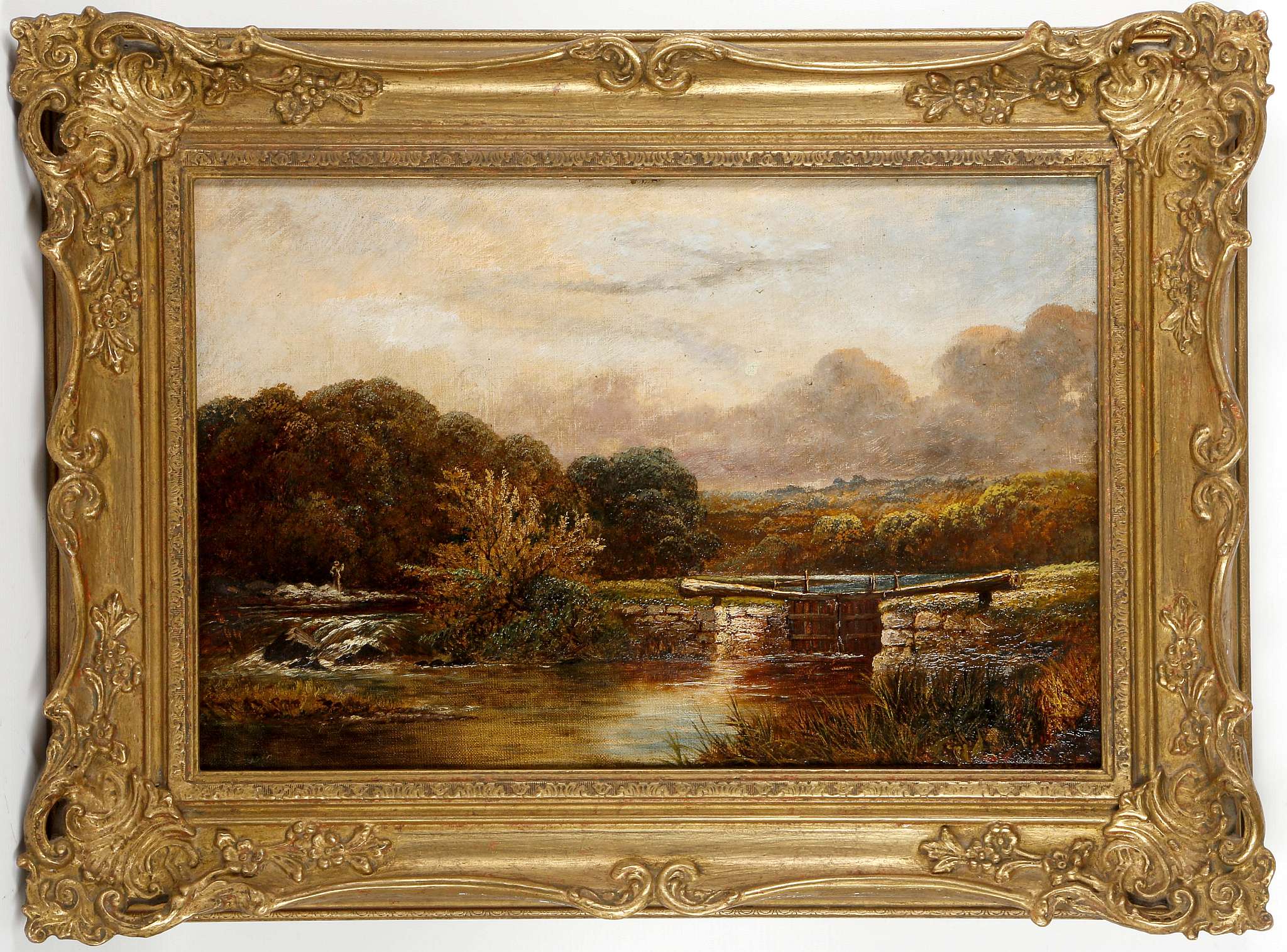 Mid 19th Century, English School, 'A River Lock', oil on canvas, unsigned, in a giltwood frame