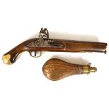 A Georgian flintlock pistol, HM Customs stamp to body, brass trigger guard and points, GR stamp,