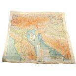 A WWII silk R.A.F. escape map, double sided (E); East Germany protectorate, Slovakia, Poland,