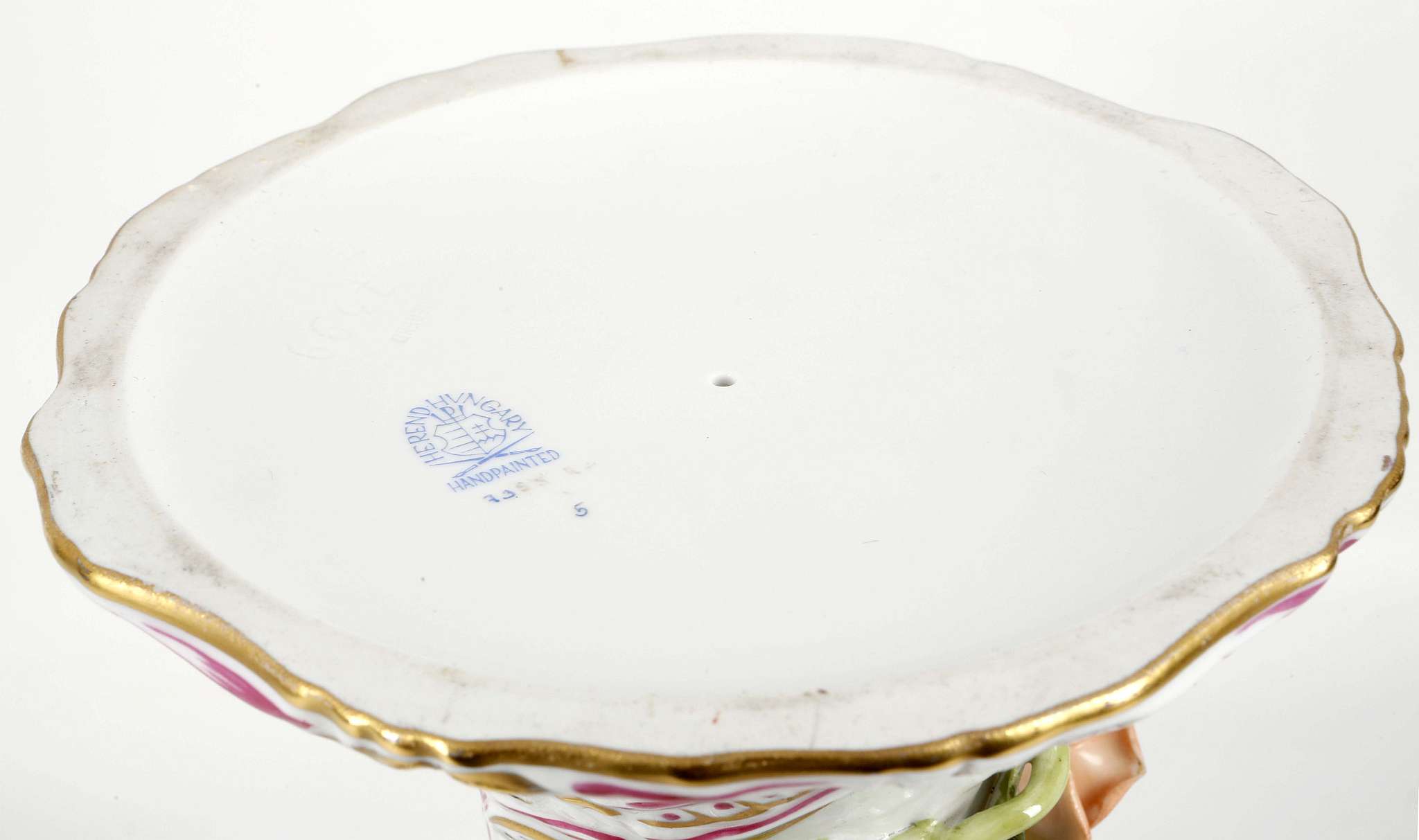 A large Herend porcelain pierced basket bowl on wa - Image 5 of 5