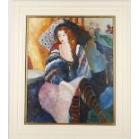 An impressionist oil painting, portrait of an elegant lady of leisure