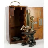 A 1920's cased microscope by Carl Zeiss, Jena No. 30706, retailed by E. Leitz Wetzler