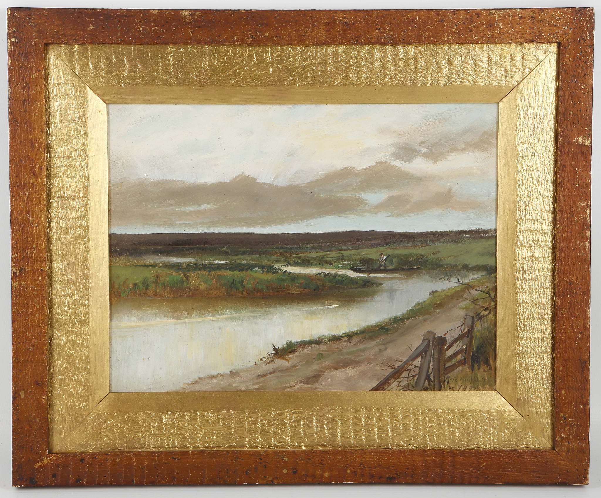 Kate Amphlett Exhibited 1884-1889, a pair of oil on paper landscape studies, both signed and dated - Image 4 of 6