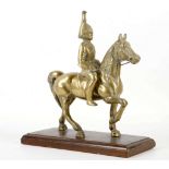 A brass military figure study of a mounted household cavalry soldier, approx 23cm high