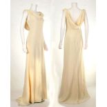 VALENTINO IVORY SILK GOWN, scoop neck and back with net detail, strapless and floor length