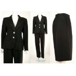 YVES SAINT LAURENT RIVE GAUCHE TUXEDO STYLE SUIT, 1990s, black wool comprising a jacket with large