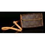 LOUIS VUITTON POCHETTE FLORENTINE WAIST BAG, monogram canvas with leather trim, size XS, pochette