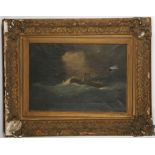 Unsigned, British School, mid 19th Century, nautical study of a paddle steamer in distress, caught