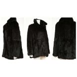 BLACK RABBIT FUR JACKET, hook fastenings, medium size