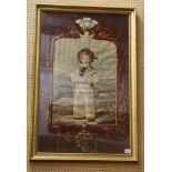 A mid Victorian coloured woolwork picture of young Edward VII in contemporary frame