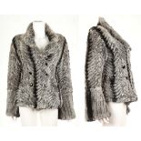 CHINCHILLA FUR JACKET, grey chevron design, flared