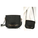 JIMMY CHOO SHADOW CROSSBODY BAG, black leather with gilt metail chain detail, 22cm X 18cm, with dust