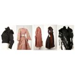 A COLLECTION OF VICTORIAN OUTFITS, to include four skirt and jacket ensembles including one silk