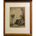 Julius Komjate 1894-1958, a landscape etching, signed lower right, and inscribed, mounted and