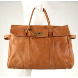 MULBERRY PICCADILLY WEEKEND BAG, tan Darwin leather, complete with keys and padlock, 50cm x 34cm,