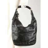 GUCCI HOBO SHOULDER BAG, black leather with contrasting stitching, 22cm x 35cm, with dust bag