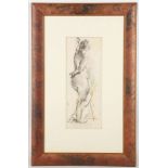 George Bridgeman?, 19th / 20th Century, study of a female nude, charcoal, info verso, 32 x 12cm