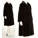 BLACKGLAMA DARK BROWN MINK COAT, three quarter length with bracelet sleeves, approx size 12