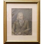 'Pearson, Collector of Taxes', c.1800, pencil and chalk portrait, mounted and framed, together