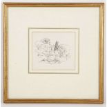 Edward Ardizzone 1900-1979, British book illustrator, ink landscape view, 10 x 10cm