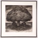 Late 20th Century British School, 'Standing Tree' an impressive charcoal drawing, unsigned, 66 x