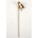 A French Art Deco 18ct gold bee pin, set with pearl, ruby and diamond (A/F)