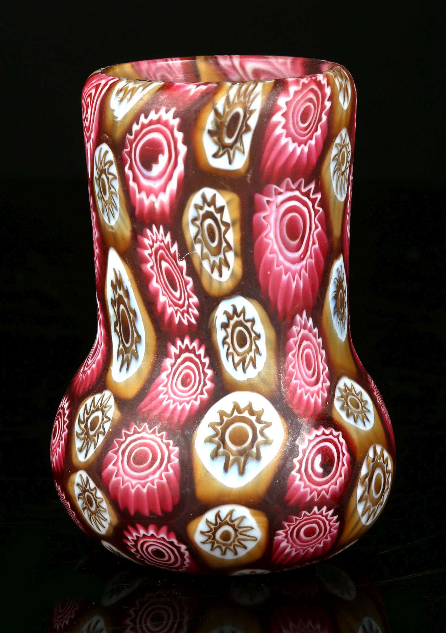 FRATELLI TOSO for SALVIATI, MURANO, a miniature ‘Murrine’ vase, c1910, cased glass with fused