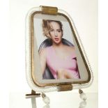 A LARGE 1950's MURANO GLASS PICTURE FRAME, of clear rope twist form, with brass trim and mount,