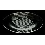 LALIQUE FRANCE, a large clear glass charger, c. 1960, the underside etched with a band of wavy op-