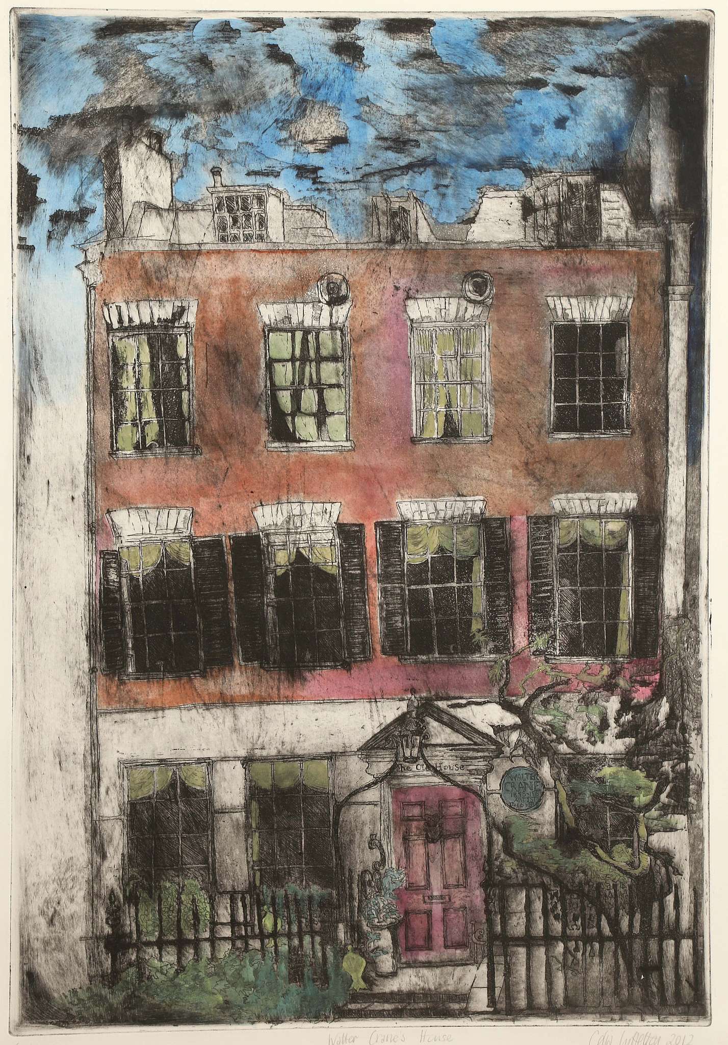 CELIA LYTTELTON (BRITISH),'SIR WALTER CRANE'S HOUSE, HOLLAND ROAD', 2012, etching heightened with - Image 2 of 7