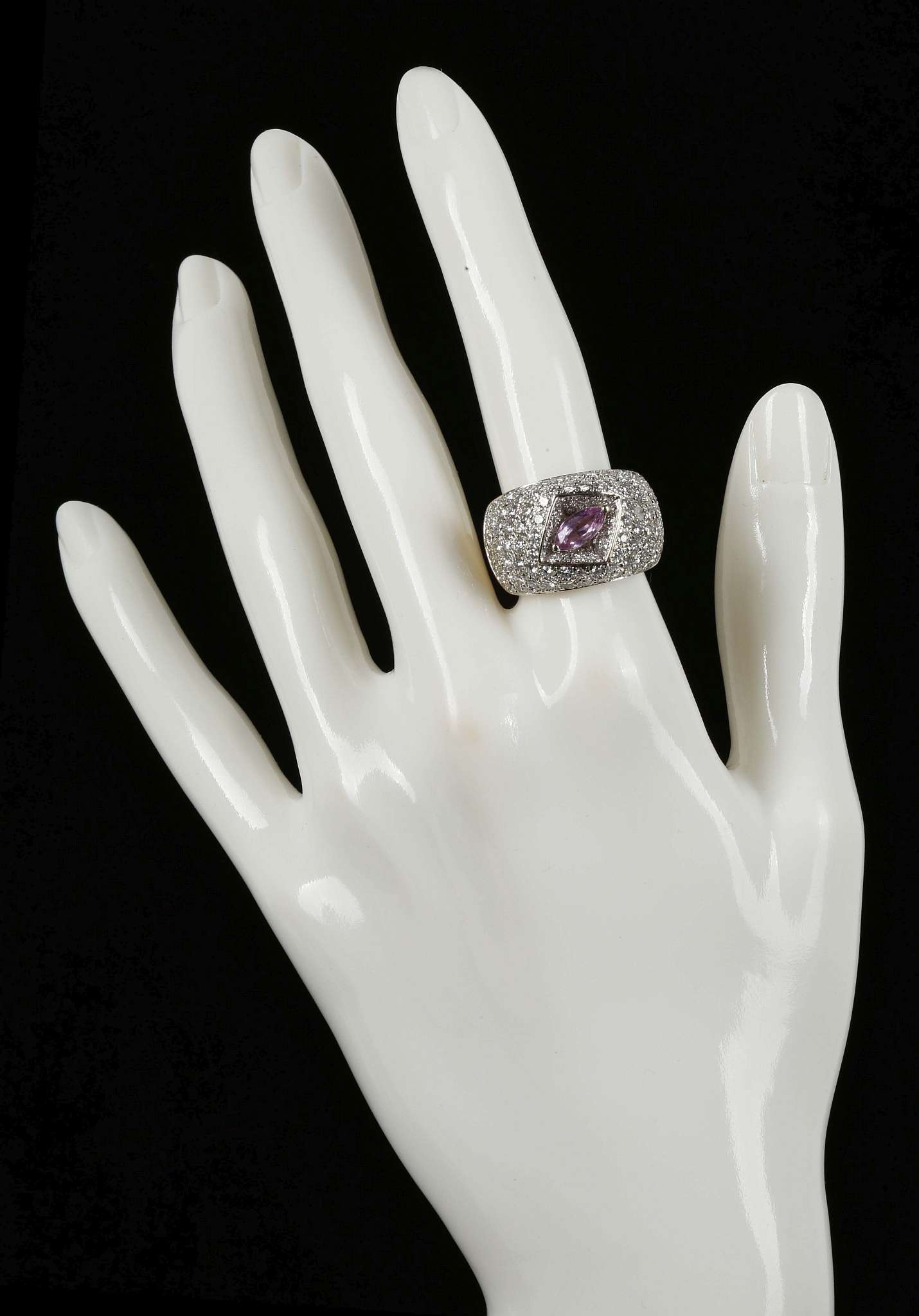 An 18ct white gold, pink sapphire and pave diamond dress ring - Image 2 of 2