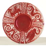 A WILLIAM DE MORGAN CHARGER, painted in a ruby lus